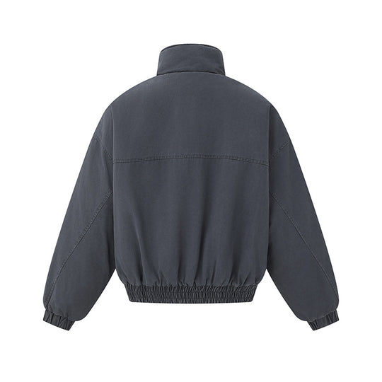 Unisex Boxy-Canvas-Blousonjacke mit hohem Stehkragen, diagonalem Nahtdesign und elastischem Saum Nord Taschen