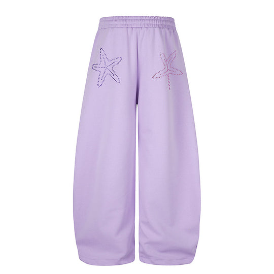 Damen Extraweite Palazzo‑Joggpants mit Tunnelzugbund, verstellbarem Saum und Strass‑Lettering Nord Taschen