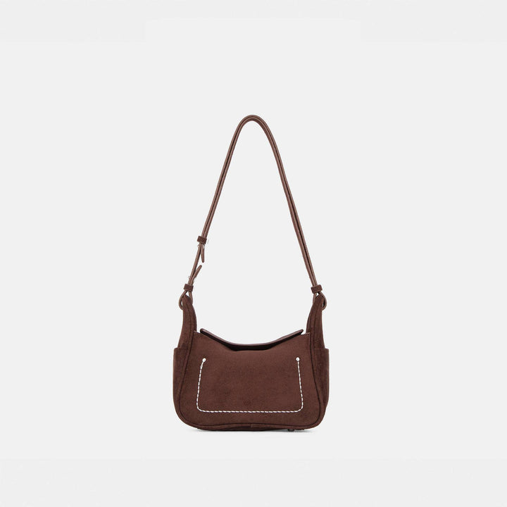 Damen modische Umhängetasche aus geschmeidigem Wildleder mit elegantem Stickmuster Nord Taschen
