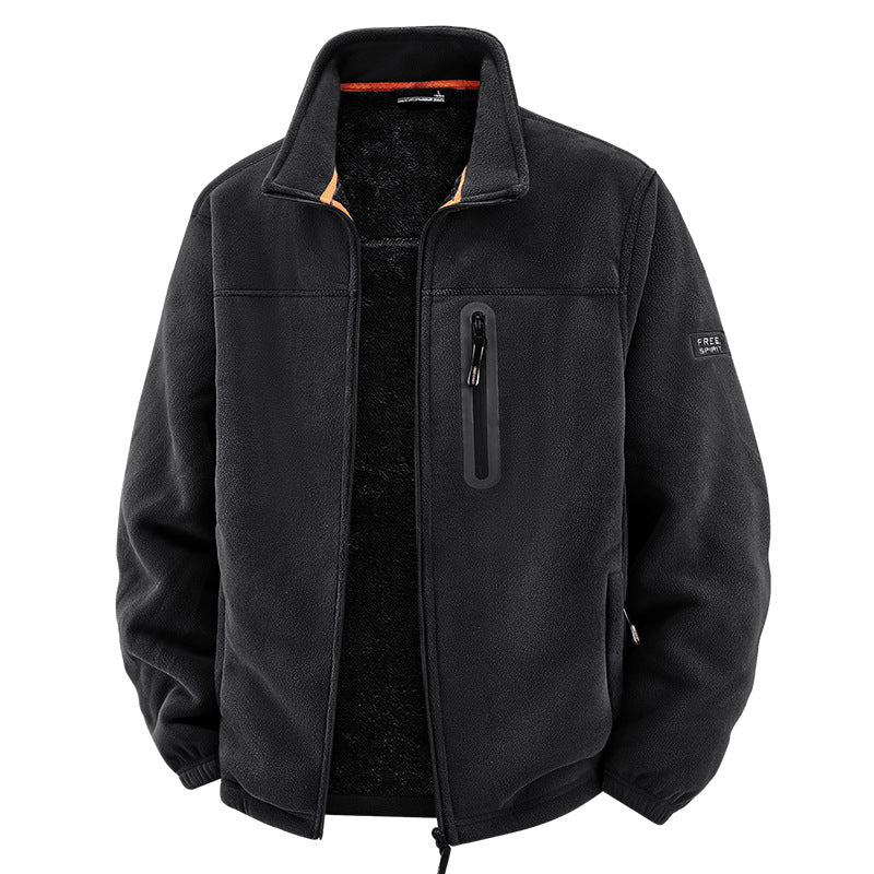 Herren Thermo-Fleece-Outdoorjacke mit Teddy-Innenfutter, Brustreißverschluss & windabweisender Oberfläche Nord Taschen
