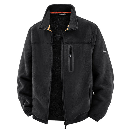 Herren Thermo-Fleece-Outdoorjacke mit Teddy-Innenfutter, Brustreißverschluss & windabweisender Oberfläche Nord Taschen