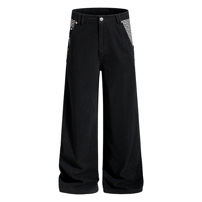 Damen Weite High‑Waist Culotte-Jeans im Palazzoschnitt mit kontrastierten Eingrifftaschen Nord Taschen