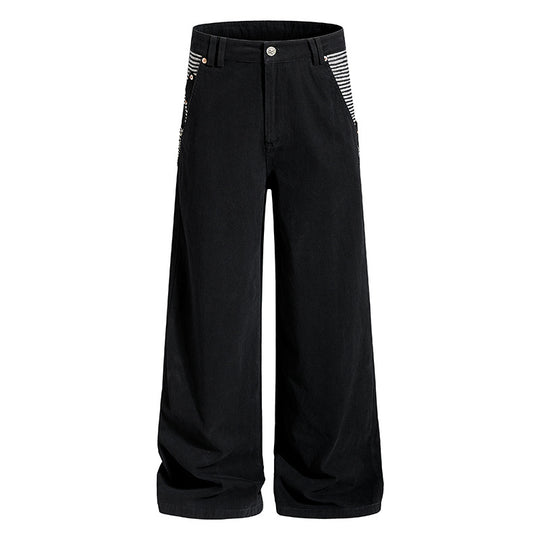 Damen Weite High‑Waist Culotte-Jeans im Palazzoschnitt mit kontrastierten Eingrifftaschen Nord Taschen