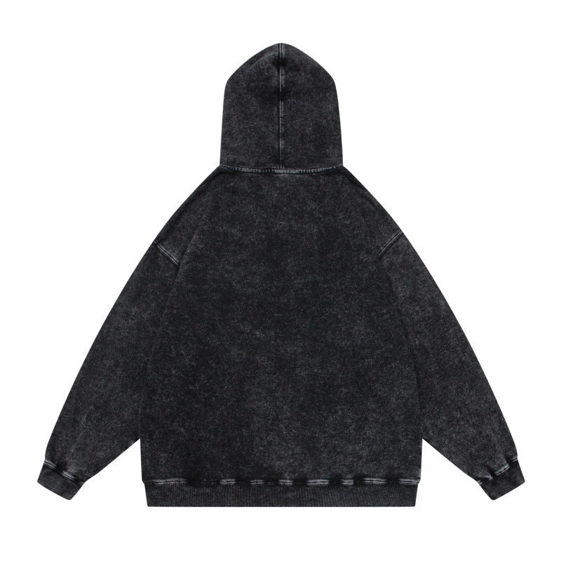Unisex Oversize-Kapuzenpullover im Acid-Wash mit Kängurutasche und Raglanärmeln Nord Taschen