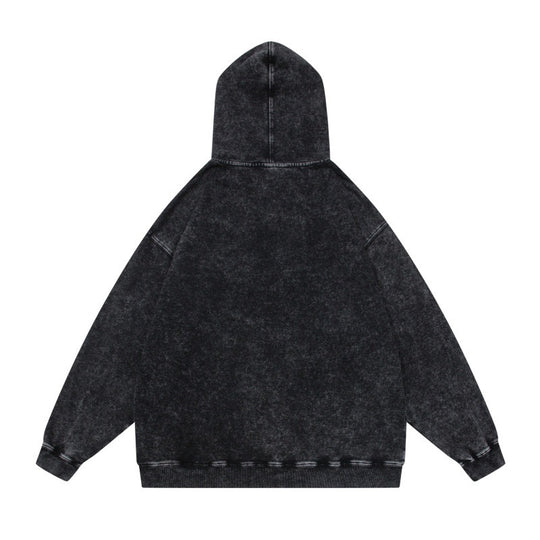 Unisex Oversize-Kapuzenpullover im Acid-Wash mit Kängurutasche und Raglanärmeln Nord Taschen