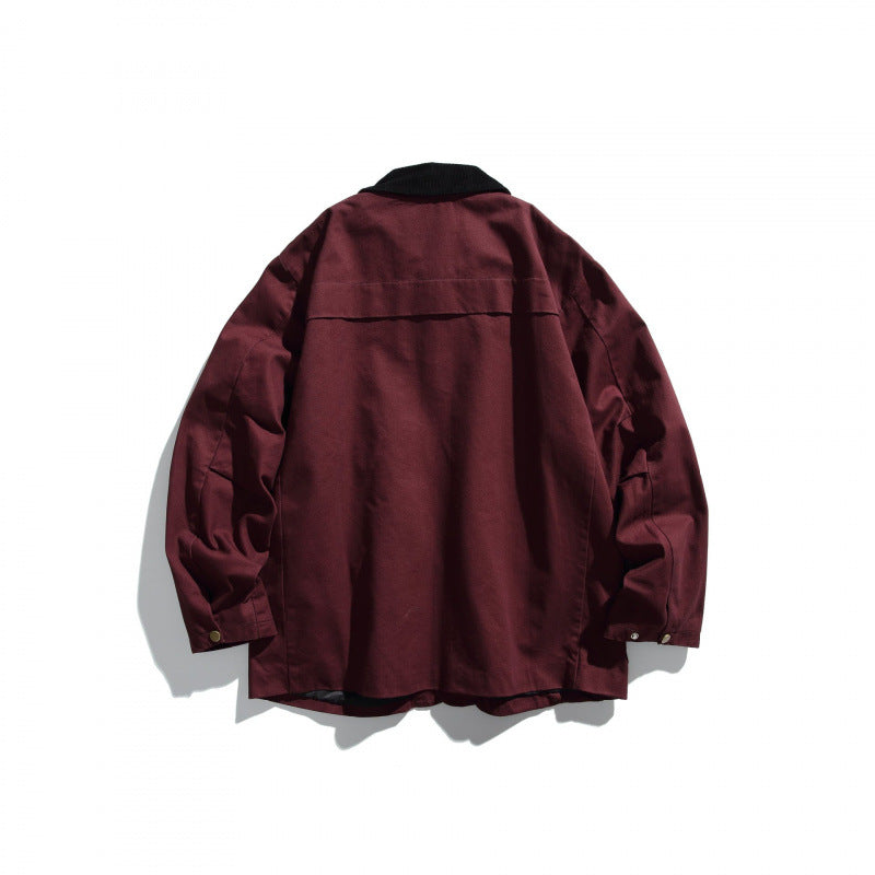 Herren Canvas-Chorejacke mit Cordkragen und Druckknopffront Nord Taschen