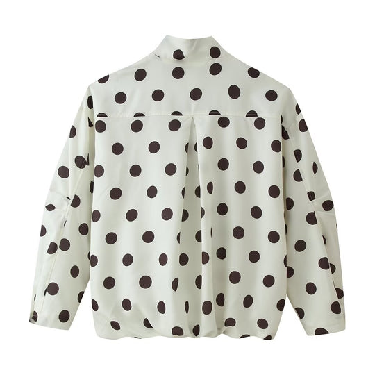 Damen Gepunktete Windbreaker-Blousonjacke mit Stehkragen, verdecktem Reißverschluss und Kordelzugsaum Nord Taschen