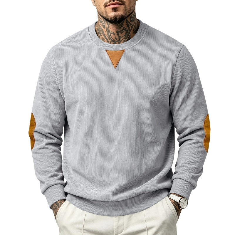 Herren Rippstrick-Sweatshirt mit Ellenbogenpatches und geripptem Rundhalsausschnitt Nord Taschen