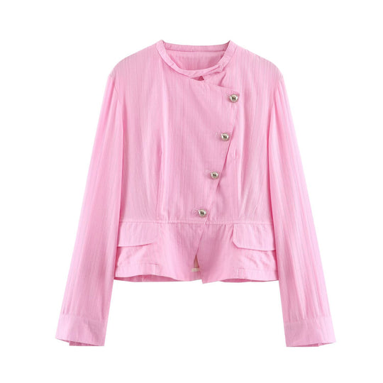 Damen Kurzjacke mit asymmetrischer Knopfleiste, Stehkragen und Zier‑Taschen Nord Taschen