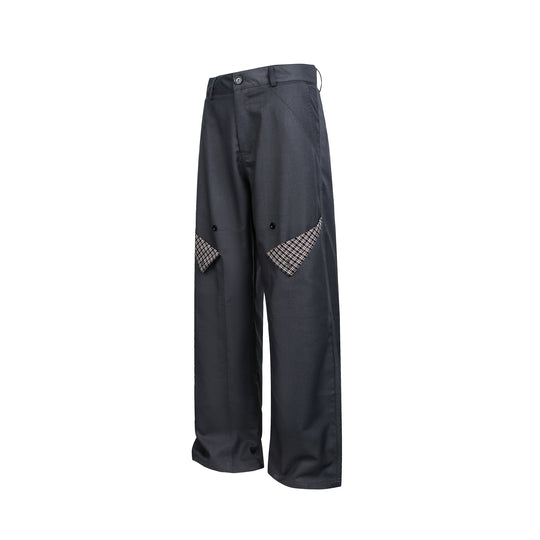Damen Hochgeschnittene weite Cargohose mit Karomuster‑Pattentaschen Nord Taschen