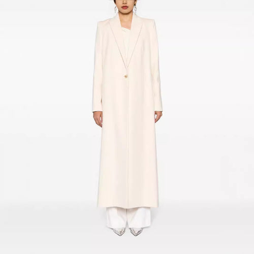 Damen Longline Wollmantel mit Ein-Knopf-Verschluss und tailliertem Revers Nord Taschen
