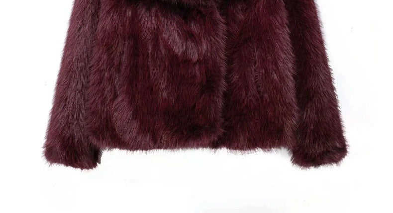 Damen Kurzer Boxy-Faux‑Fur‑Cardigan mit dichtem Hochflor und offener Front Nord Taschen