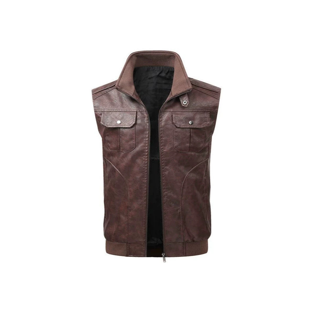Herren Robuste Lederweste Nord Taschen