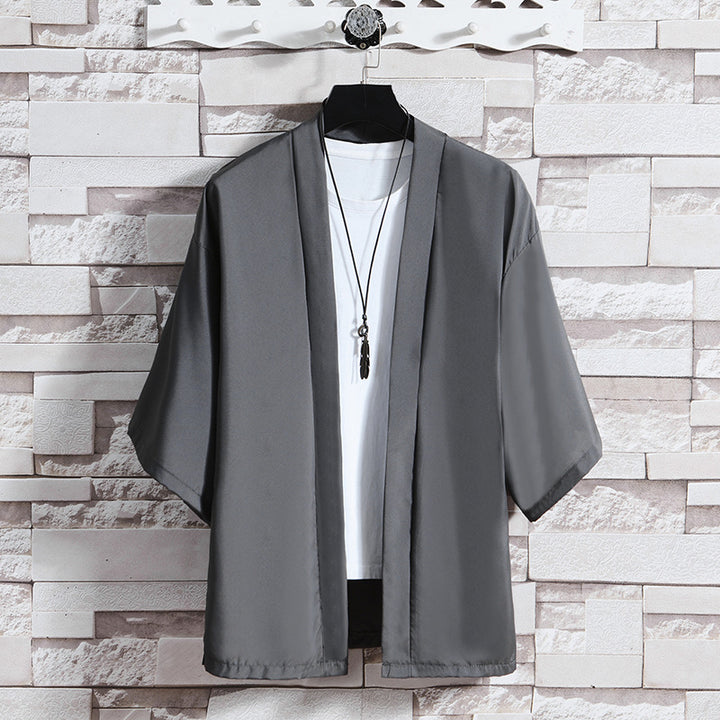 Herren kimonoartige Kurzjacke im Oversize-Stil mit offenem Schnitt und weichem Fall Nord Taschen