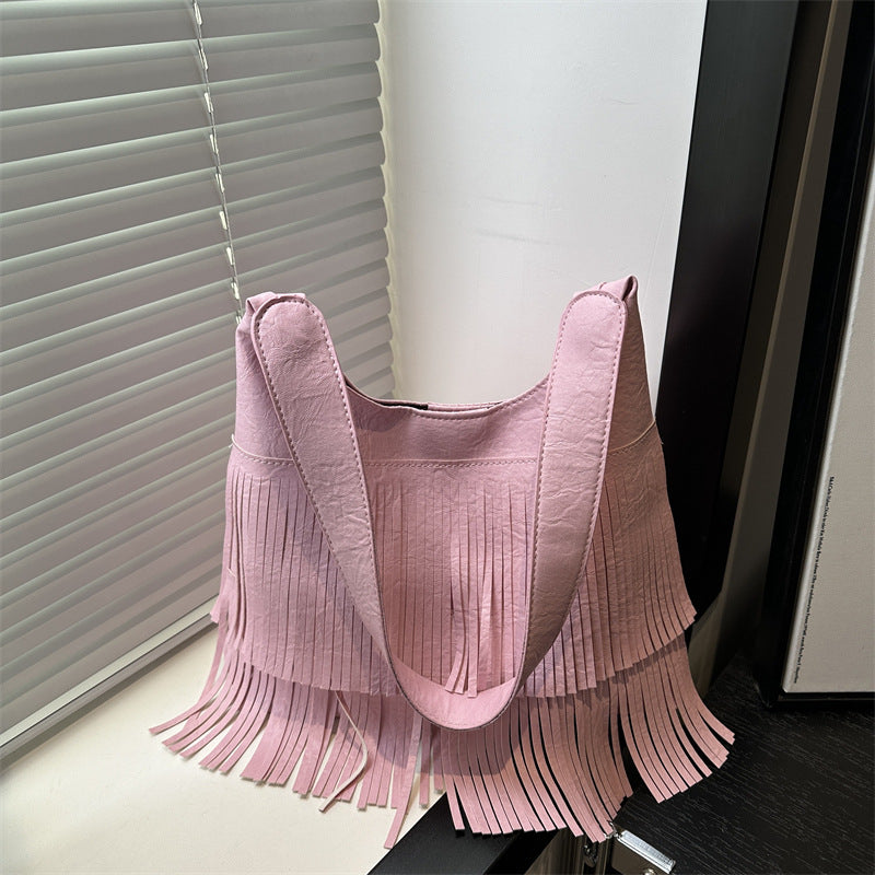 Damen Umhängetasche mit fransigem Design und robustem Tragegriff Nord Taschen