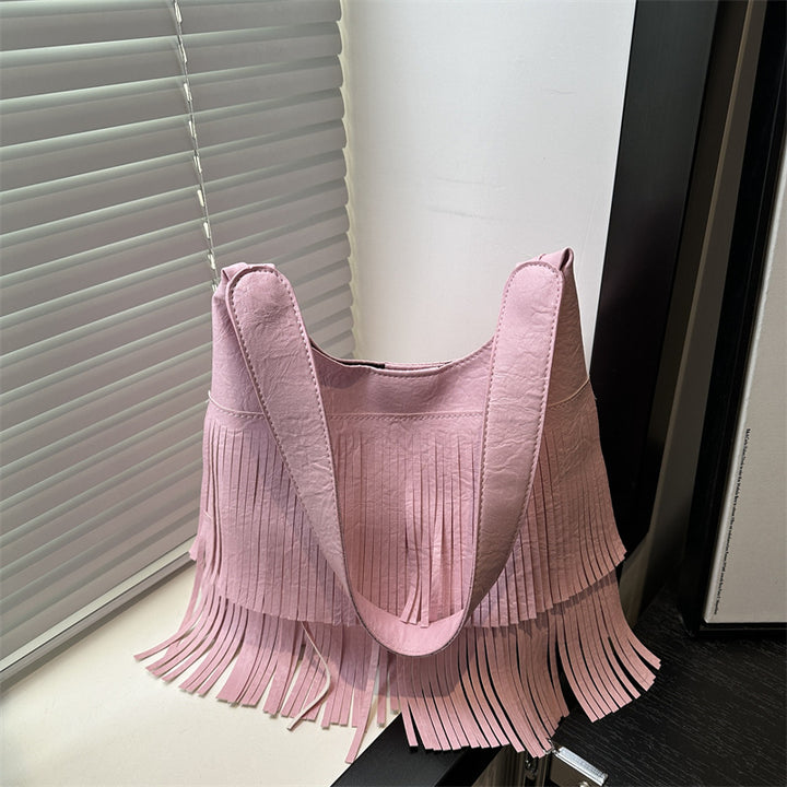 Damen Umhängetasche mit fransigem Design und robustem Tragegriff Nord Taschen