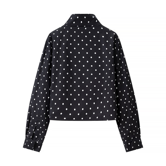 Damen Gepunktete Kurzjacke mit Stehkragen und verdeckter Druckknopfleiste Nord Taschen