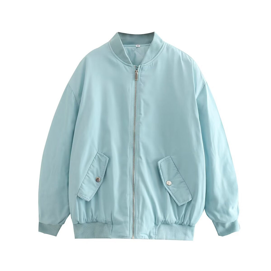 Damen Boxy Bomberjacke im Oversize‑Look mit Reißverschluss und abgeschrägten Pattentaschen Nord Taschen