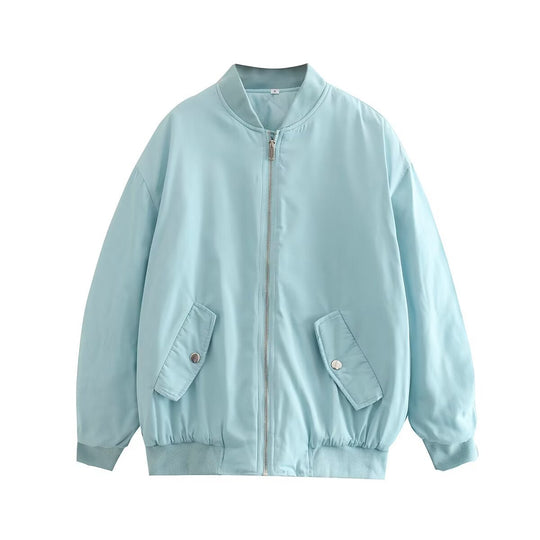 Damen Boxy Bomberjacke im Oversize‑Look mit Reißverschluss und abgeschrägten Pattentaschen Nord Taschen