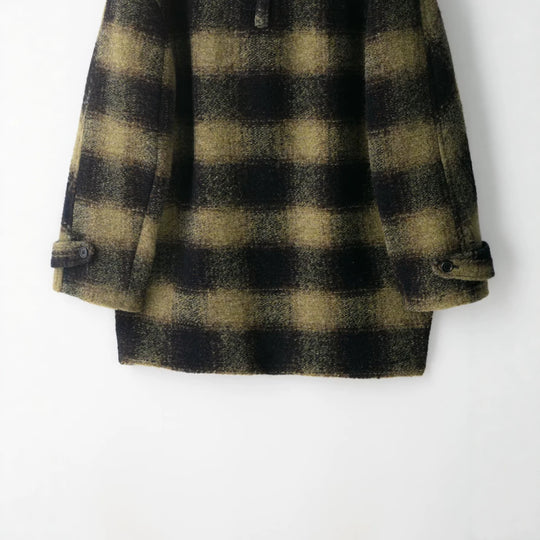 Damen Oversize Wollmix-Mantel mit Karomuster, Reverskragen und aufgesetzten Taschen Nord Taschen