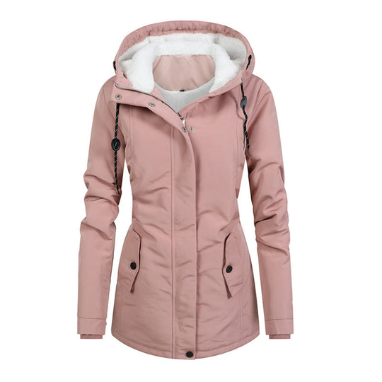 Damen Wasserabweisender Parka mit Teddyfutter, Kapuze und tailliertem Schnitt Nord Taschen