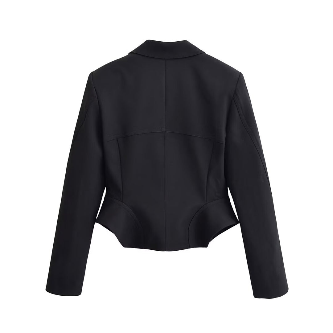 Damen Taillierter Cropped-Blazer mit Prinzessnähten und 5-Knopfreihe Nord Taschen