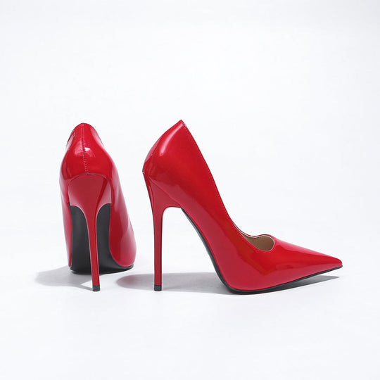 Damen spitze Lackpumps mit hochglänzendem Finish