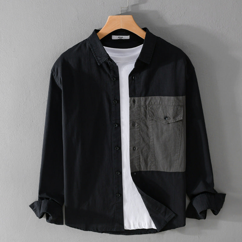 Herren Kontrast-Brusttaschen-Overshirt aus leichter Baumwollmischung mit Relaxed‑Fit Nord Taschen