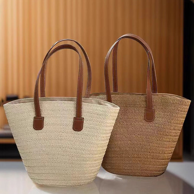 Damen Shopper-Tasche aus hochwertigem geflochtenem Material mit eleganten Lederakzenten Nord Taschen