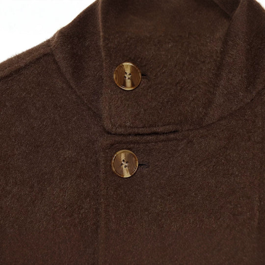 Damen Kurzcape‑Mantel aus Wollmix mit hohem Stehkragen und Taillengürtel Nord Taschen