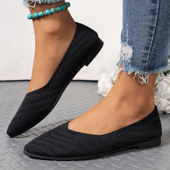 Damen spitze Ballerinas mit strukturiertem Obermaterial