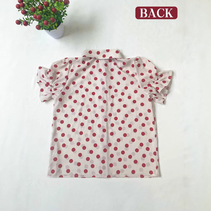 Damen Luftige Bluse mit Rüschenärmeln und Punkte-Design