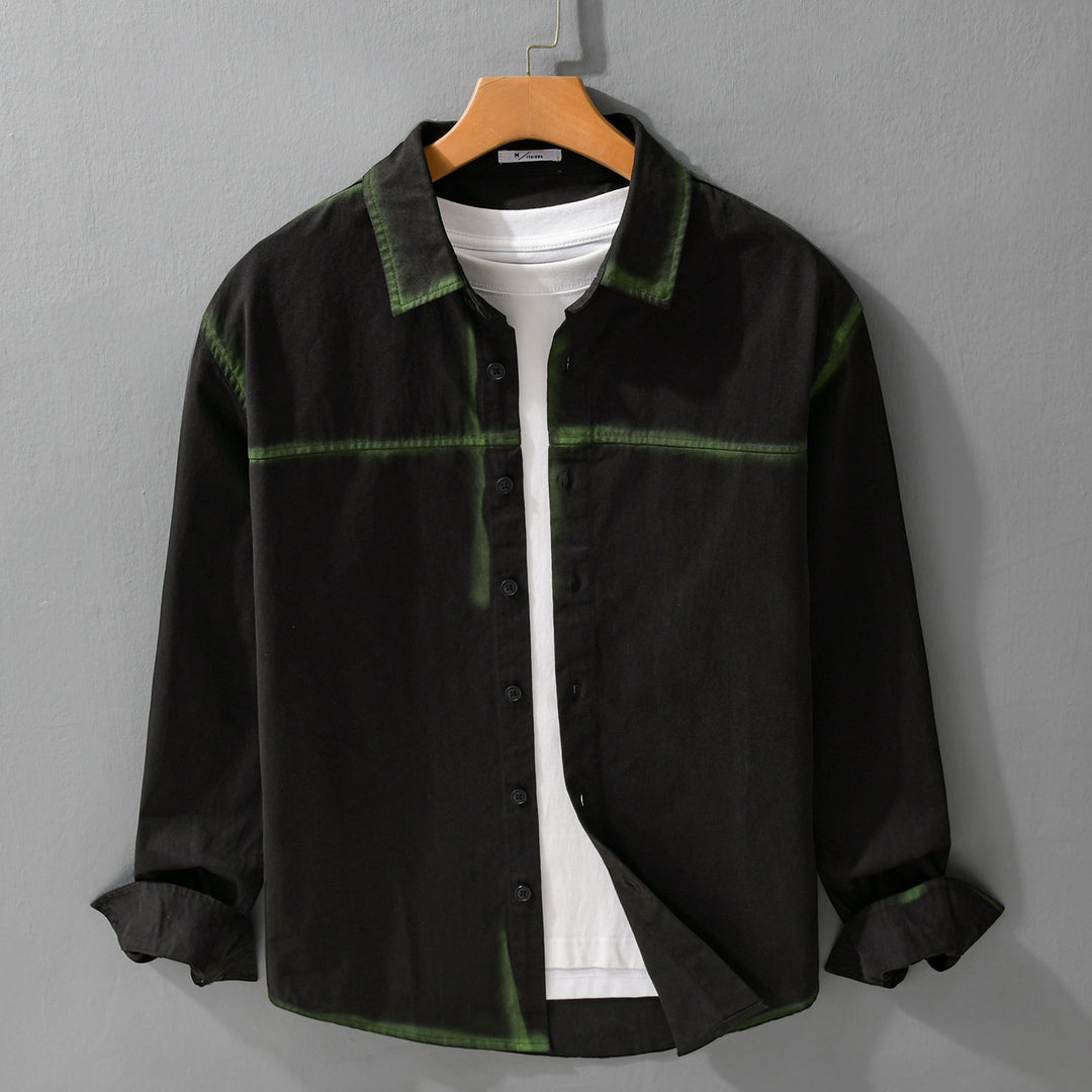Herren Hemdjacke im Oversize-Stil mit verwaschenen Kanten und klassischem Kentkragen Nord Taschen