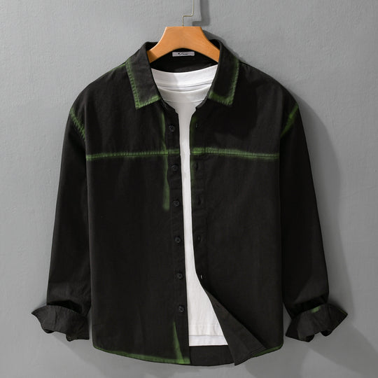 Herren Hemdjacke im Oversize-Stil mit verwaschenen Kanten und klassischem Kentkragen Nord Taschen