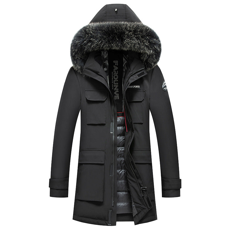 Herren Wasserabweisender Thermo-Parka mit Kapuze und abnehmbarem Kunstfellbesatz Nord Taschen