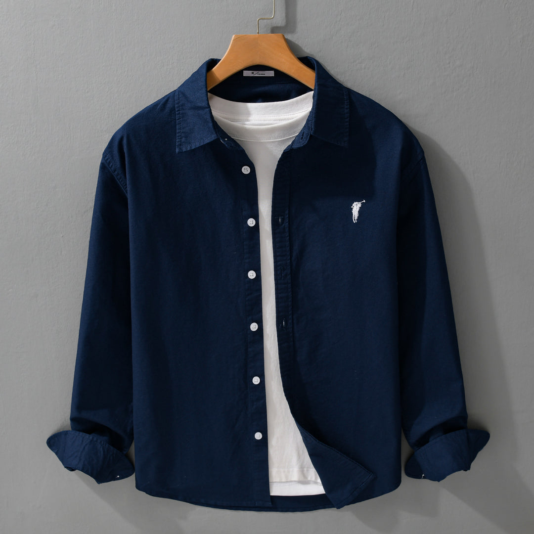 Herren Leichtes Oxford-Hemd Relaxed-Fit mit dezenter Bruststickerei und weicher Vintage-Waschung Nord Taschen