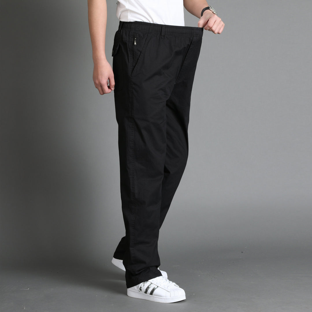 Herren Lässige Canvas-Chinohose mit elastischem Tunnelzugbund, aufgesetzten Taschen & geradem Bein Nord Taschen