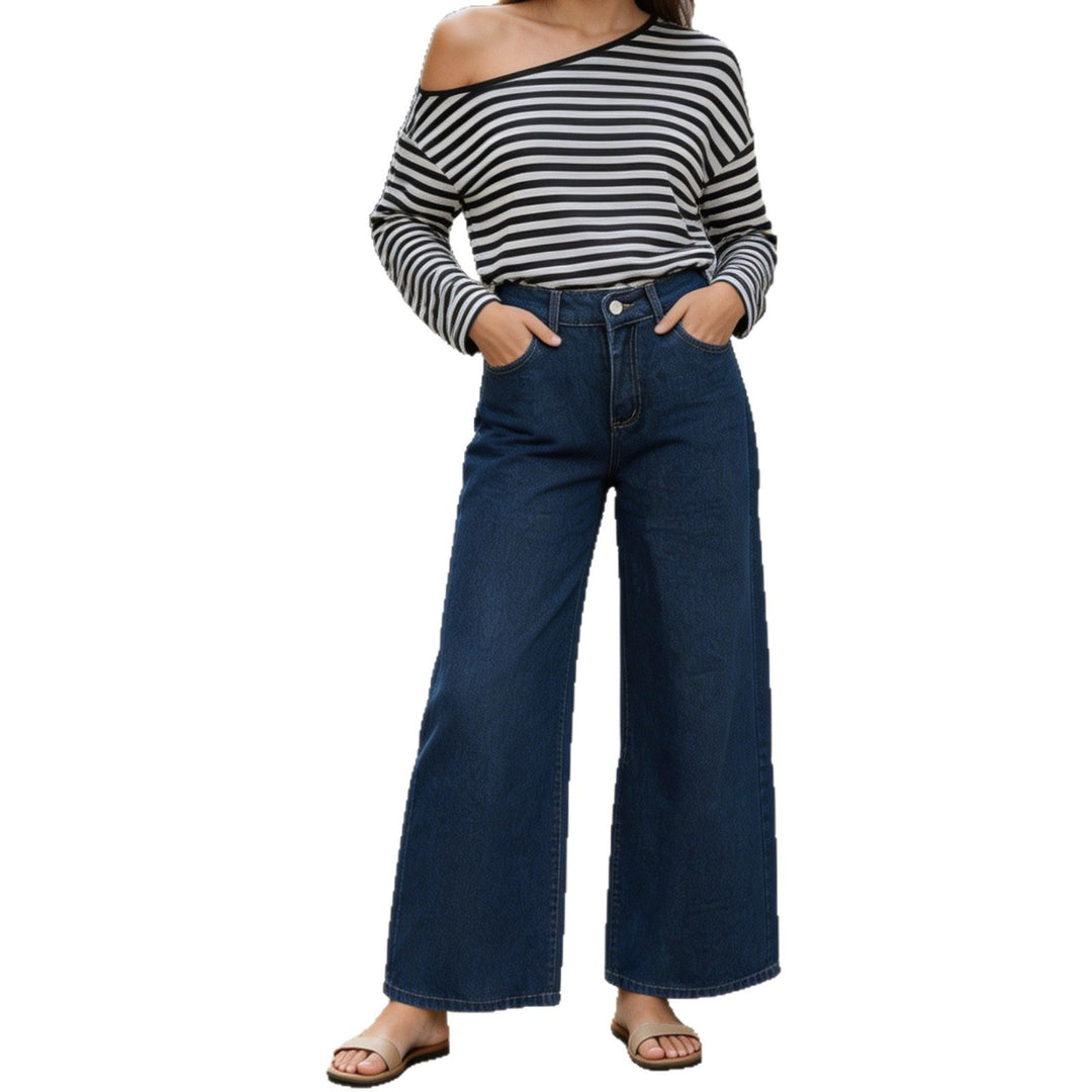 Damen High‑Waist Wide‑Leg-Jeans mit weitem Bein und klassischem Five‑Pocket-Schnitt Nord Taschen