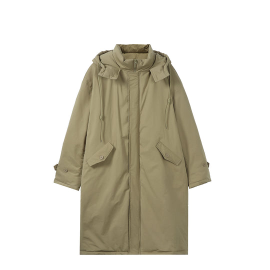 Damen Lange gefütterte Thermo-Parka im Oversize-Schnitt mit verdeckter Front Nord Taschen