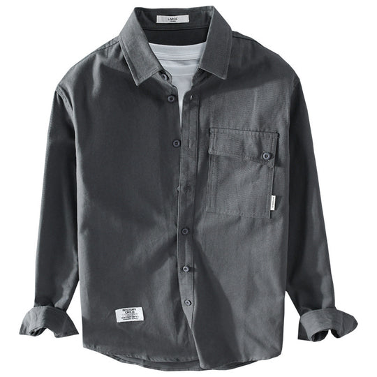 Herren Lockeres Hemdjacken-Overshirt aus Soft‑Twill mit integriertem Layer‑T‑Shirt und aufgesetzter Brusttasche Nord Taschen