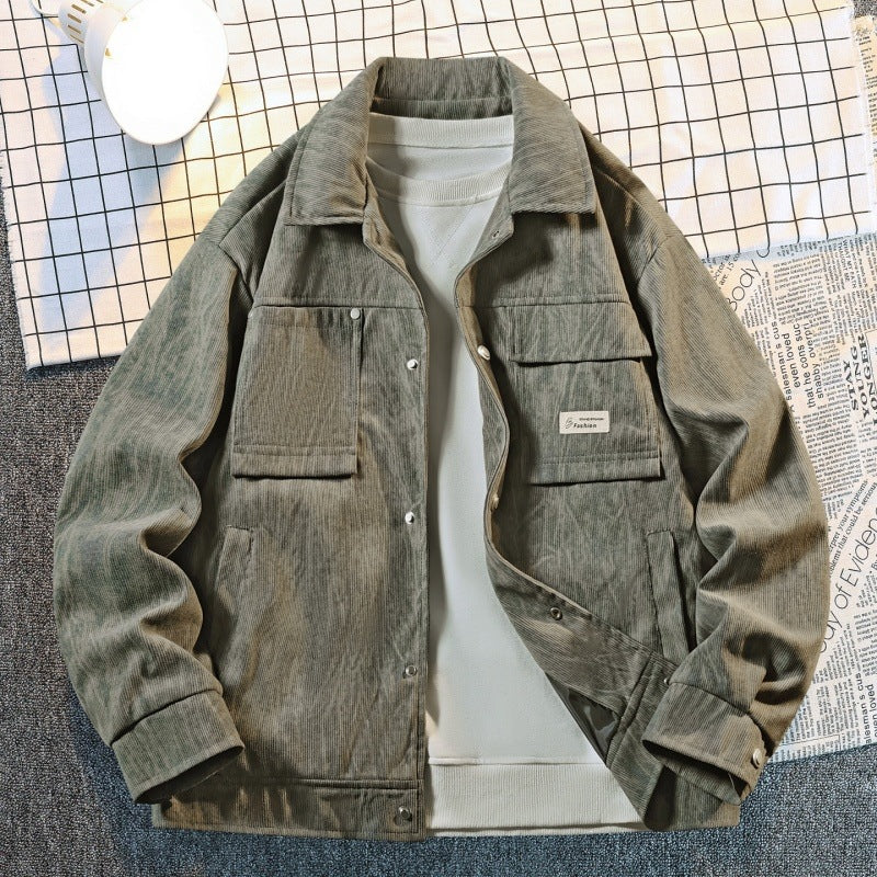 Herren Utility-Overshirt aus Vintage-Optik mit Druckknopfleiste, Pattentaschen & gebürsteter Struktur Nord Taschen