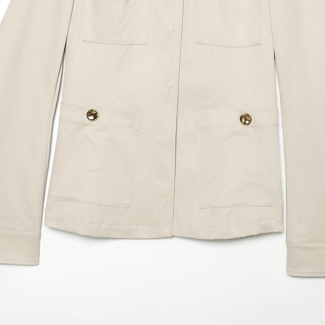 Damen Leichte Feldjacke im Safari-Stil mit Stehkragen und vier Pattentaschen Nord Taschen