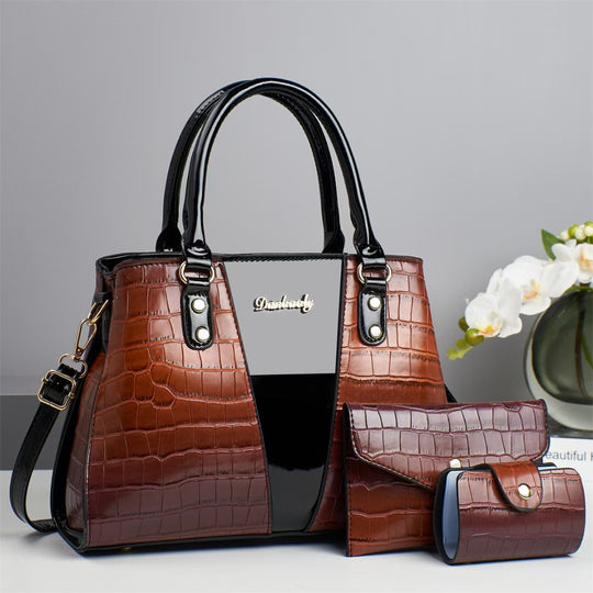 Damen elegante Handtasche mit Kroko-Prägung und abnehmbarer Geldbörse Nord Taschen