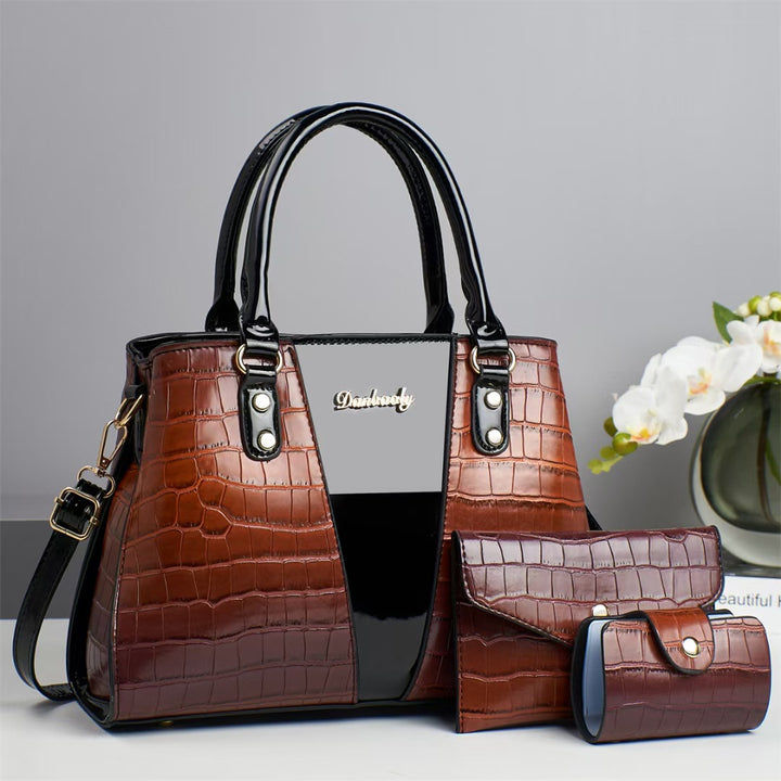 Damen elegante Handtasche mit Kroko-Prägung und abnehmbarer Geldbörse Nord Taschen