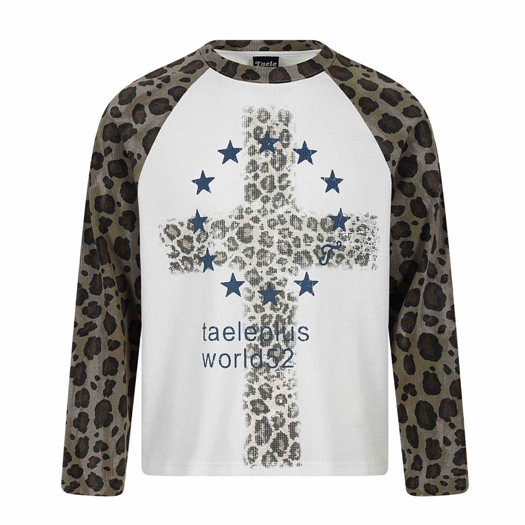 Damen Langarm-Thermo-Shirt mit Raglanärmeln und Leopard-Einsätzen Nord Taschen