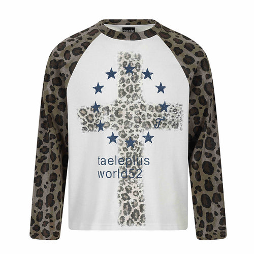 Damen Langarm-Thermo-Shirt mit Raglanärmeln und Leopard-Einsätzen Nord Taschen