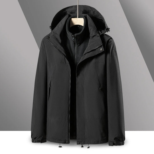 Herren 2‑in‑1 Softshell‑Fleece Hybridjacke mit abnehmbarer Kapuze Nord Taschen