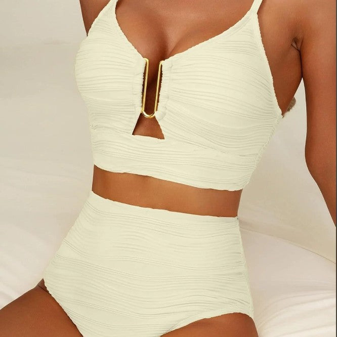 Damen Hochtailliertes Bikini-Set mit modischem Cut-Out