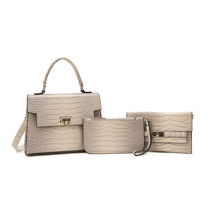 Damen Handtaschen-Set mit eleganter Krokodil-Prägung Nord Taschen