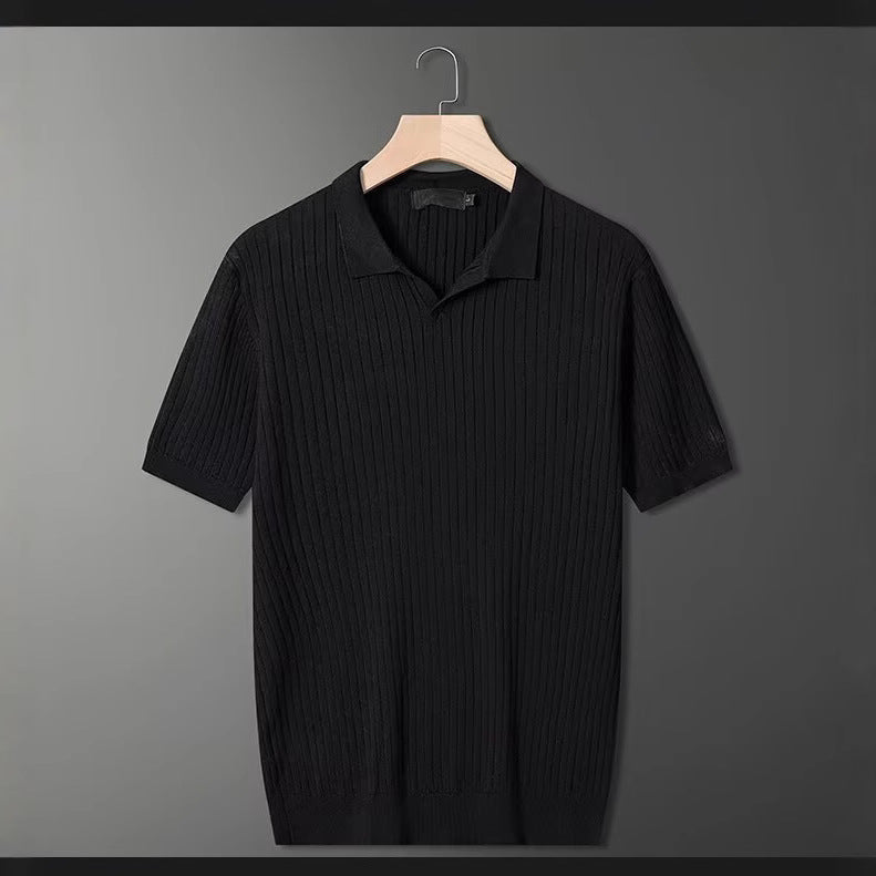 Herren Modisches Kurzarm-Strick Polohemd Nord Taschen